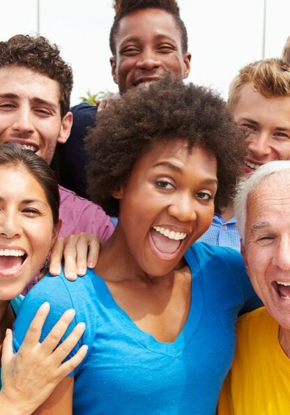 Outdoor Portrait Of Multi-Ethnic Crowd