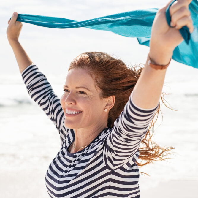 happy woman beach