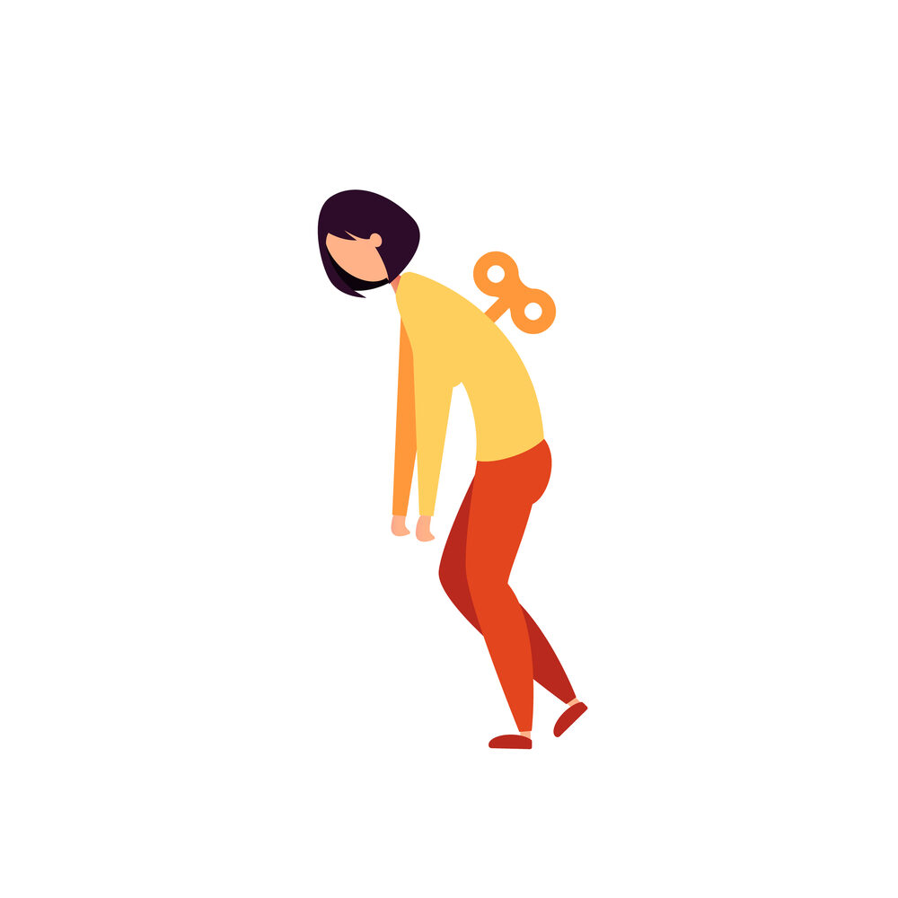 wind up woman vector fatigue